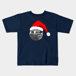 Silver Santa Christmas 1970s Disco Ball Kids T-Shirt